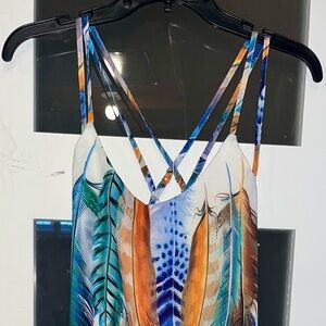 Colorful Feather Print Dress